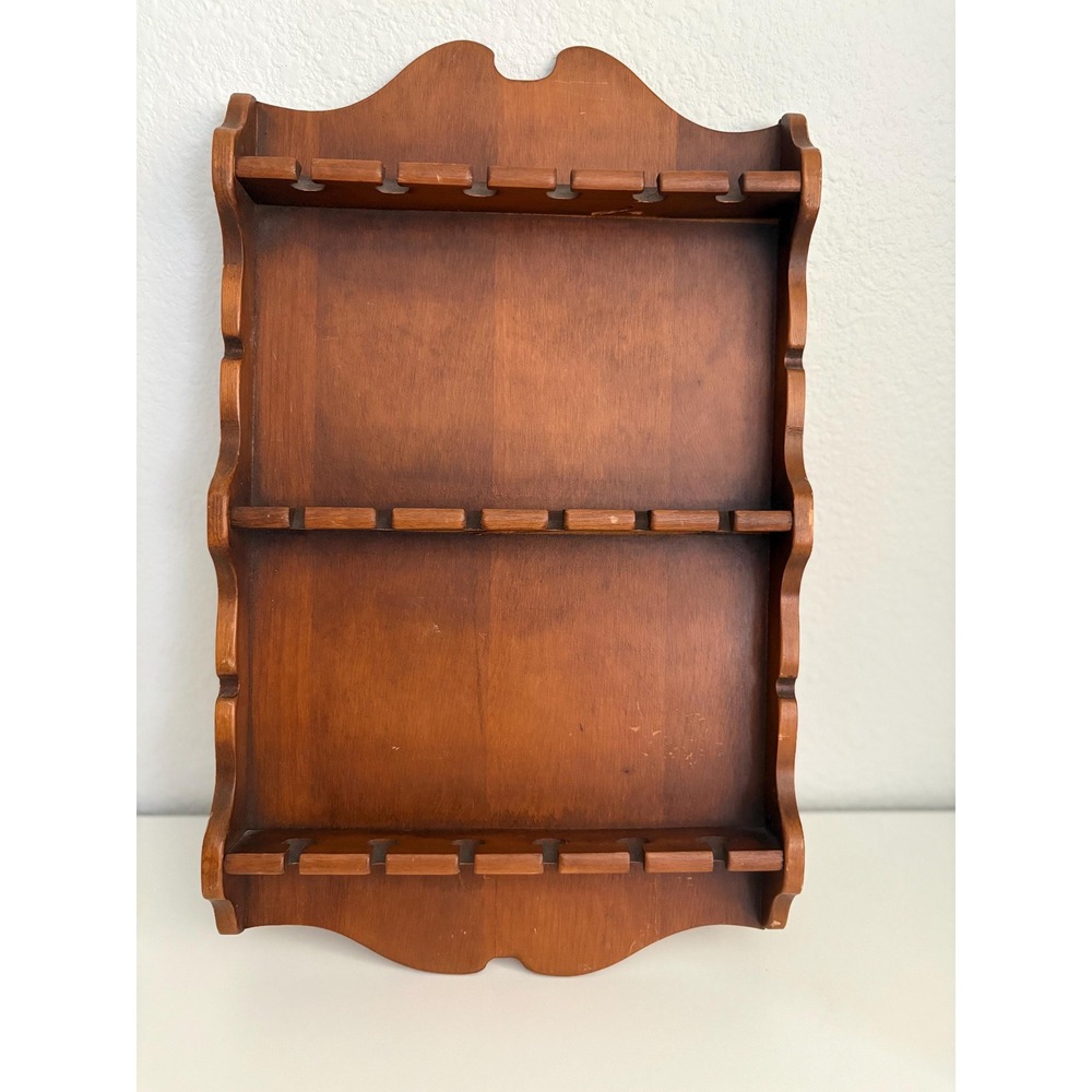 Vintage Wooden 18-Slot Collector Spoon Display Rack